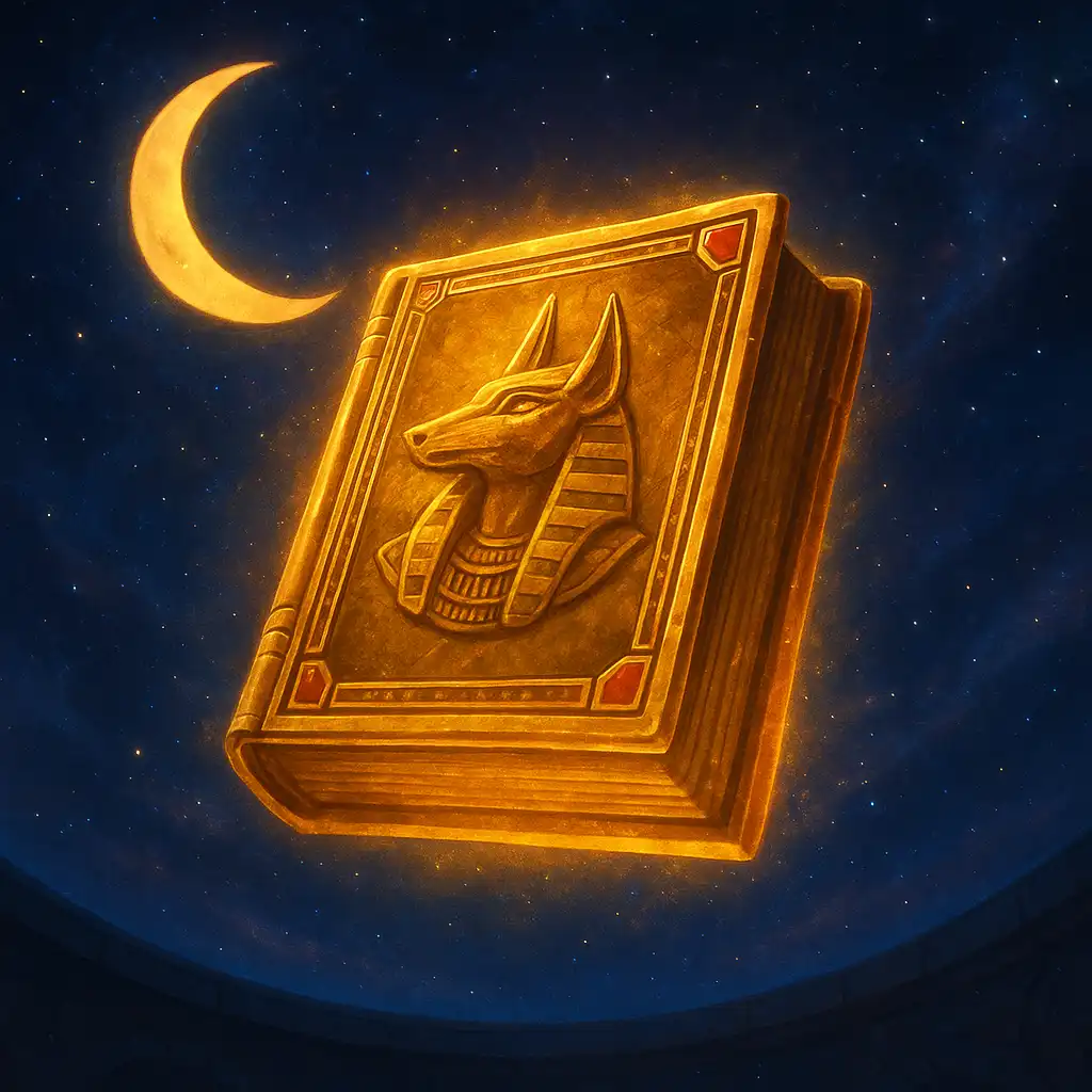 Book Of Dead slot game icon with glowing golden Egyptian book